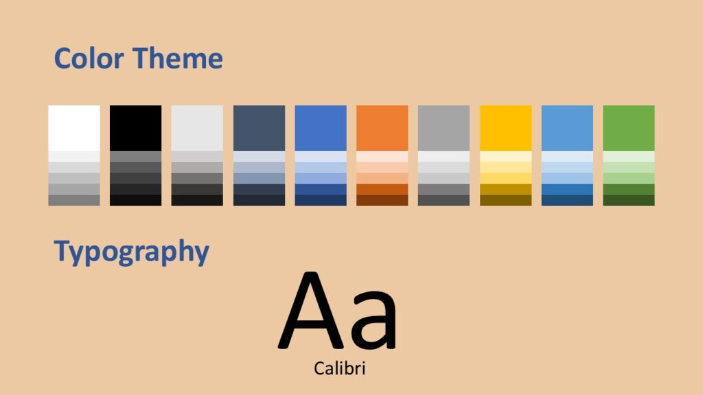 Prism Glow Fonts and Colors for PowerPoint Google Slides Prism Glow color palette and Calibri typography slide for PowerPoint and Google Slides template.