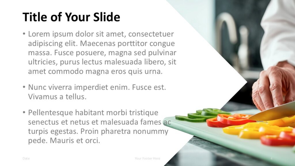 Professional Chef PowerPoint Google Slides Content Professional Chef content slide for PowerPoint and Google Slides with clean text layout, chef photo, and editable template design.