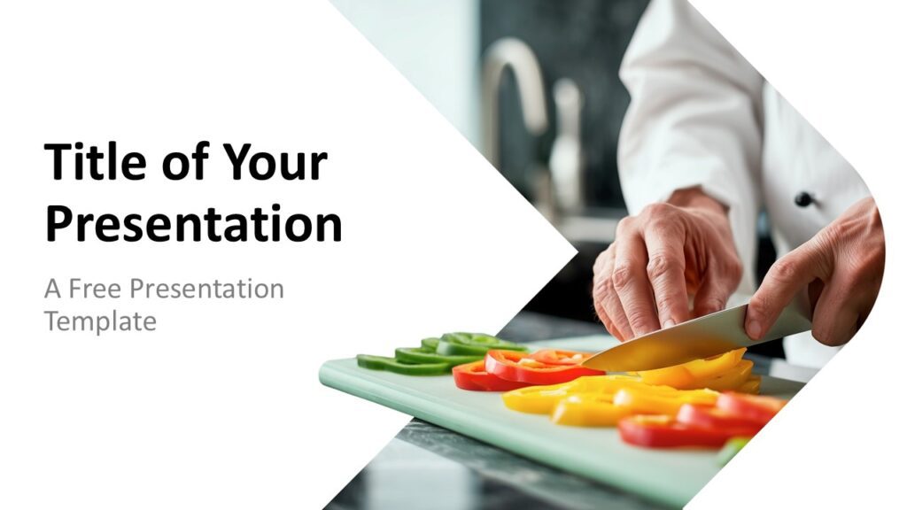 Professional Chef PowerPoint Google Slides Cover Professional Chef cover slide for PowerPoint and Google Slides with clean layout, chef photo, and modern restaurant style.