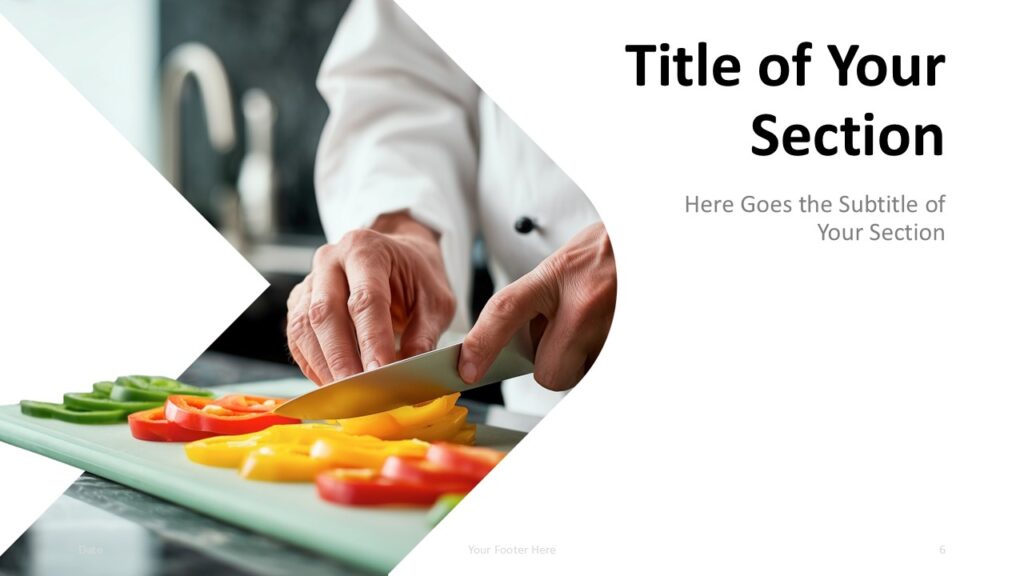 Professional Chef PowerPoint Google Slides Section Professional Chef section slide for PowerPoint and Google Slides with modern title layout, chef photo, and clean template style.
