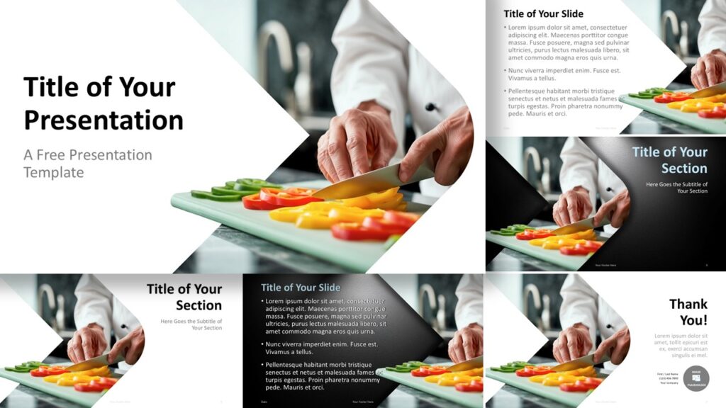 Professional Chef PowerPoint Google Slides Template Professional Chef template for PowerPoint and Google Slides showing all slide layouts for culinary, restaurant, and hospitality use.