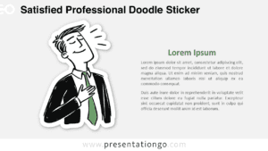 Satisfied Professional Doodle Sticker for PowerPoint and Google Slides with hand-drawn character and editable text space.