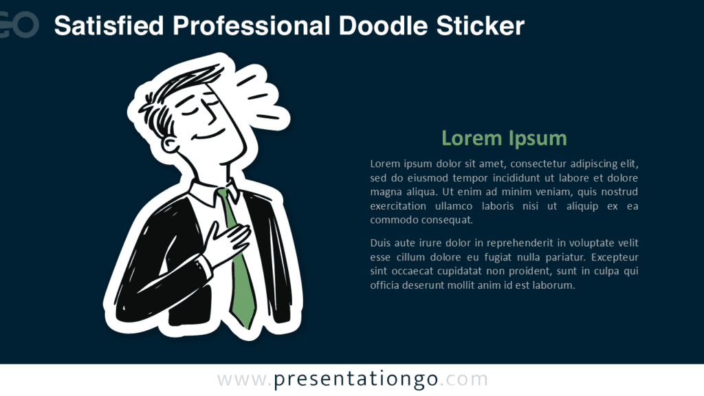Professional Doodle Sticker PowerPoint Google Slides Satisfied Professional Doodle Sticker for PowerPoint and Google Slides with expressive character and editable slide text