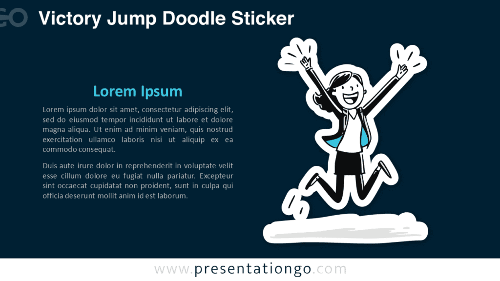 Victory Jump Success Doodle PowerPoint & Google Slides Victory Jump Doodle Sticker for PowerPoint and Google Slides with bold contrast for achievement and motivation slides.