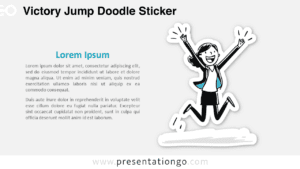 Victory Jump Doodle Sticker for PowerPoint and Google Slides showing a joyful woman jumping to celebrate success.