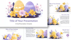 Watercolor Spring Eggs template for PowerPoint and Google Slides with pastel Easter slides, floral illustrations, and fully editable layouts