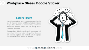 Workplace Stress Doodle Sticker for PowerPoint and Google Slides showing a worried office worker under pressure.