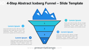 4-Step Abstract Iceberg Funnel for PowerPoint and Google Slides with editable numbered layers and side text areas.