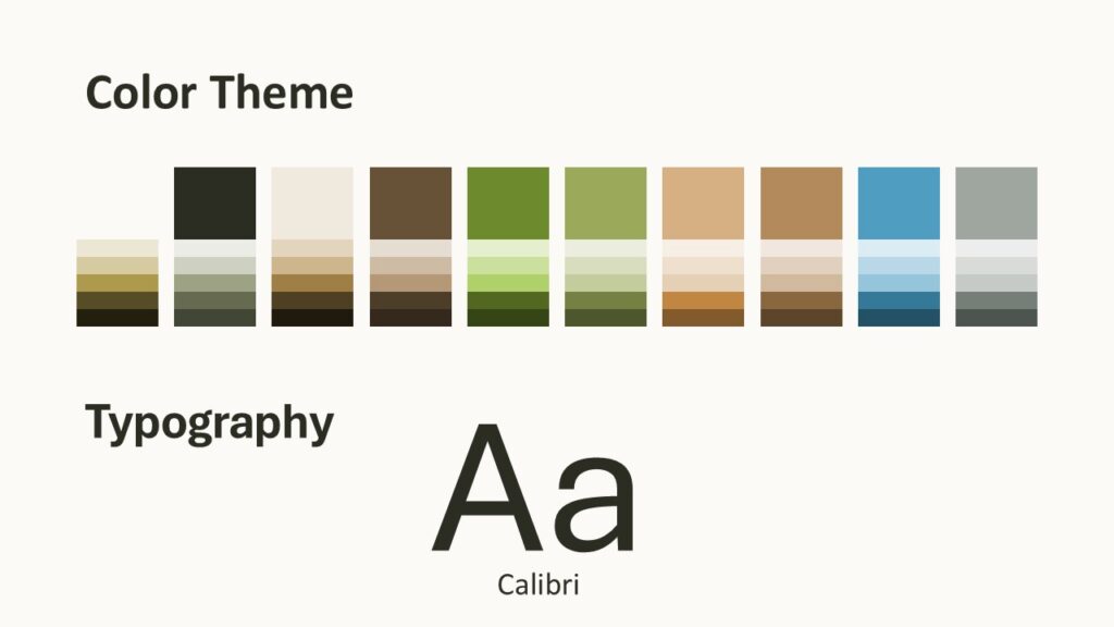 Bright Classroom color palette and fonts slide for PowerPoint and Google Slides with custom tones and Calibri typography.