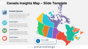 Canada Insights Map for PowerPoint and Google Slides with editable regions, Office icons, and key insight callout.