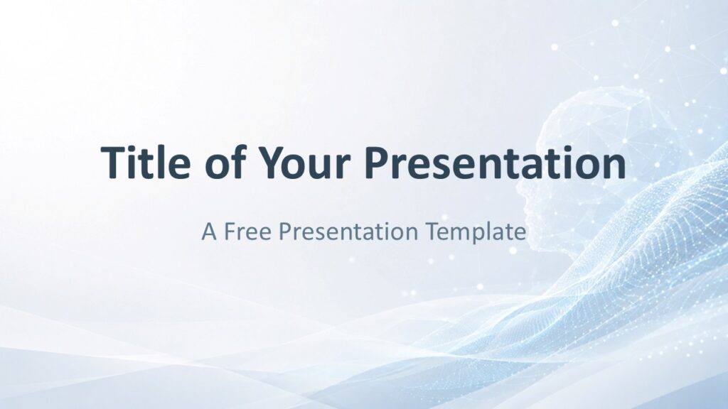 Digital Mind cover slide for PowerPoint and Google Slides with calm blue technology visuals and editable title text.