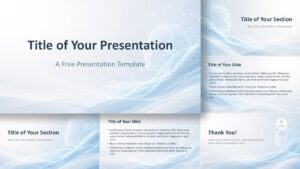 Digital Mind PowerPoint and Google Slides template with soft AI visuals, blue waves, and editable tech layouts.