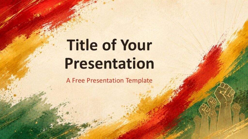 Freedom Brush cover slide for PowerPoint and Google Slides with bold title space, paint strokes, and cultural energy.