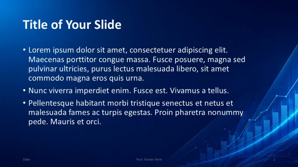 Growth Analytics title and content slide for PowerPoint and Google Slides with bullet text and blue chart accents.