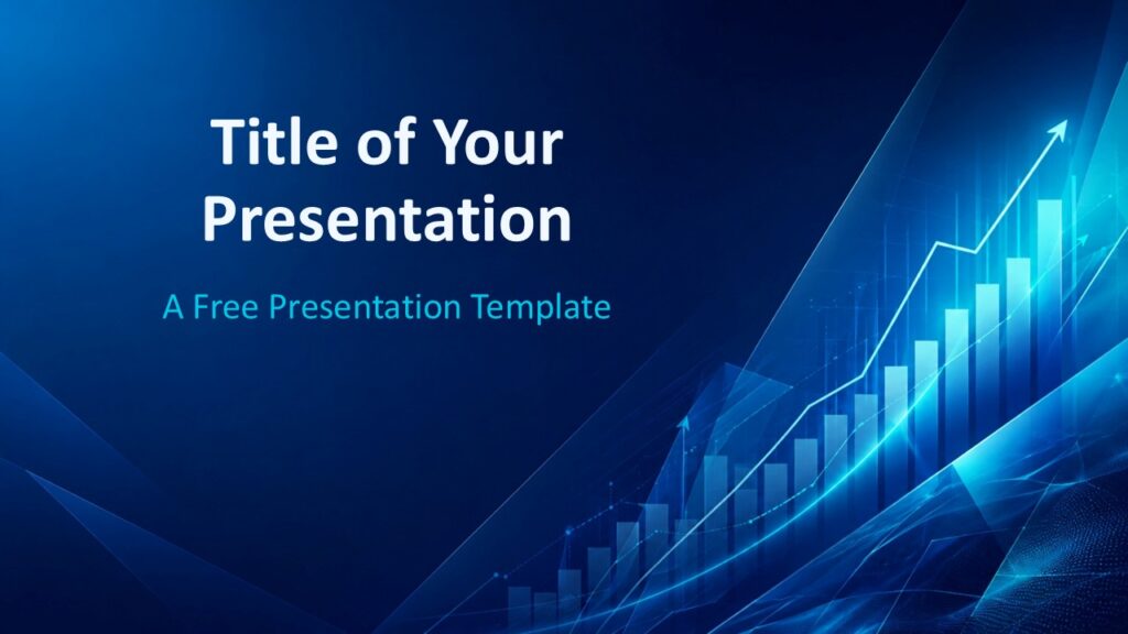 Growth Analytics cover slide for PowerPoint and Google Slides with blue finance visuals and bold title area for reports.