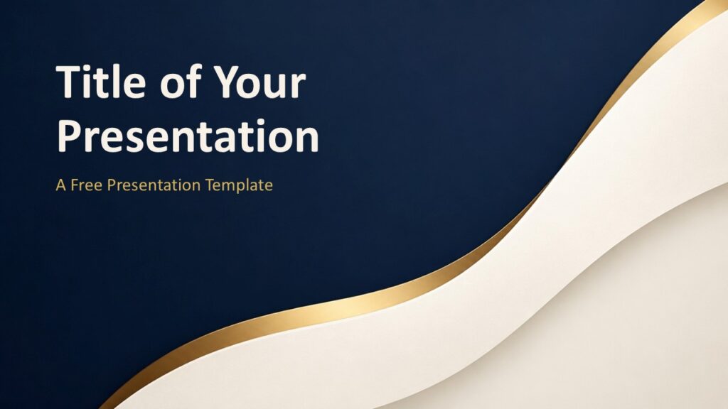 Navy Gold Luxe Cover PowerPoint Google Slides Template Navy Gold Luxe cover slide for PowerPoint and Google Slides with bold title space, navy texture, and gold detail.