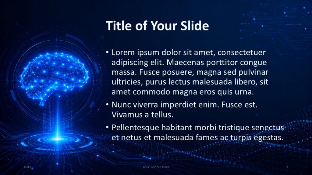 Neural Intelligence alternate content slide template for PowerPoint and Google Slides with mirrored AI layout and clear text.