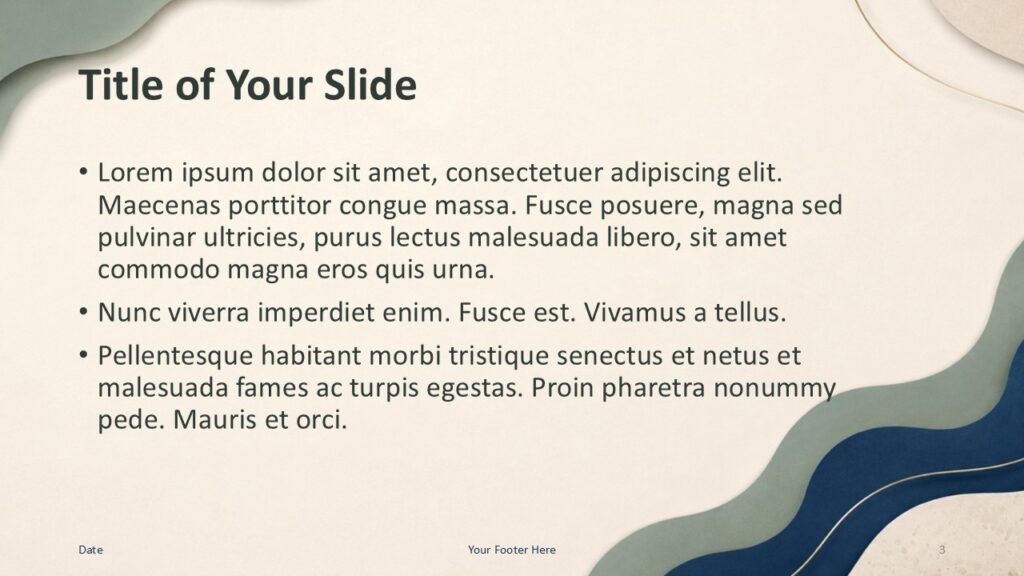 Organic Layers content slide option for PowerPoint and Google Slides template with large text area and paper waves.