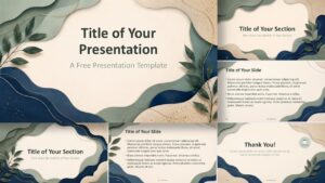 Organic Layers Template preview for PowerPoint and Google Slides with botanical paper waves and editable layouts.