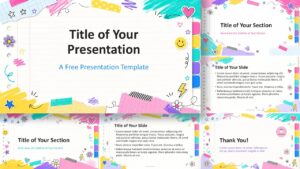 Playful School Notes template for PowerPoint and Google Slides with notebook layouts, doodles, tabs, and bright colors.