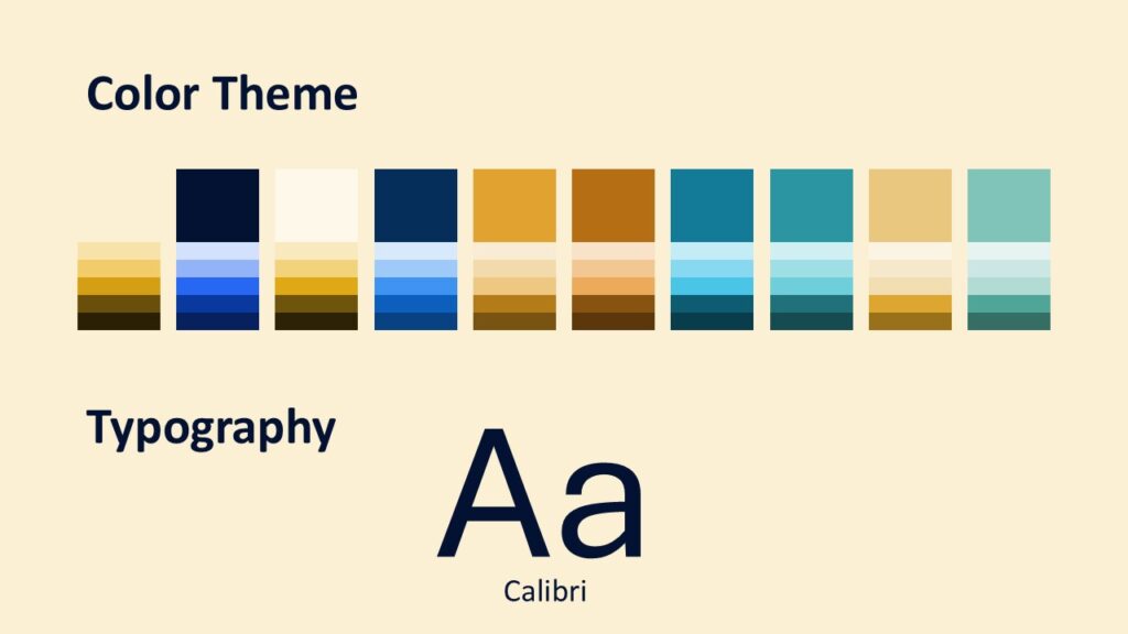 Sacred Glass Fonts PowerPoint and Google Slides Sacred Glass color and fonts slide for PowerPoint and Google Slides with palette swatches and Calibri typography.