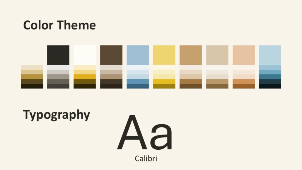 Scrapbook Notes PowerPoint Google Slides Palette Template Scrapbook Notes color palette template for PowerPoint and Google Slides with soft colors and Calibri typography.