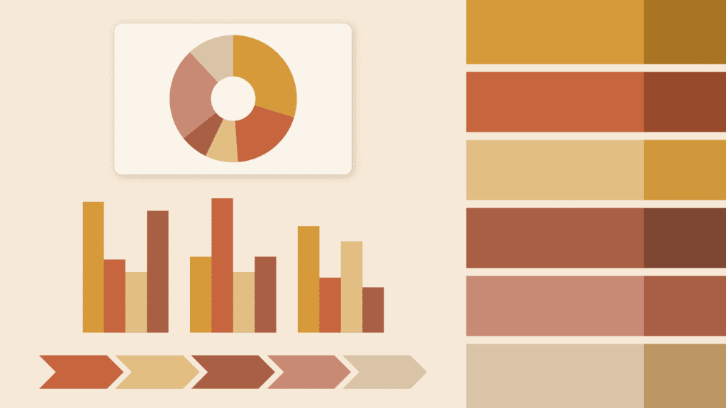 Spice Market PowerPoint Color Palette Spice Market PowerPoint color palette with warm presentation design examples, including charts and color blocks.