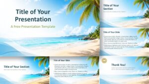 Tropical Beach Template for PowerPoint and Google Slides with coastal photos, editable layouts, and ocean colors.