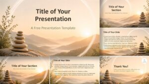 Zen Sunrise Template overview for PowerPoint and Google Slides with warm nature layouts and editable slide designs.