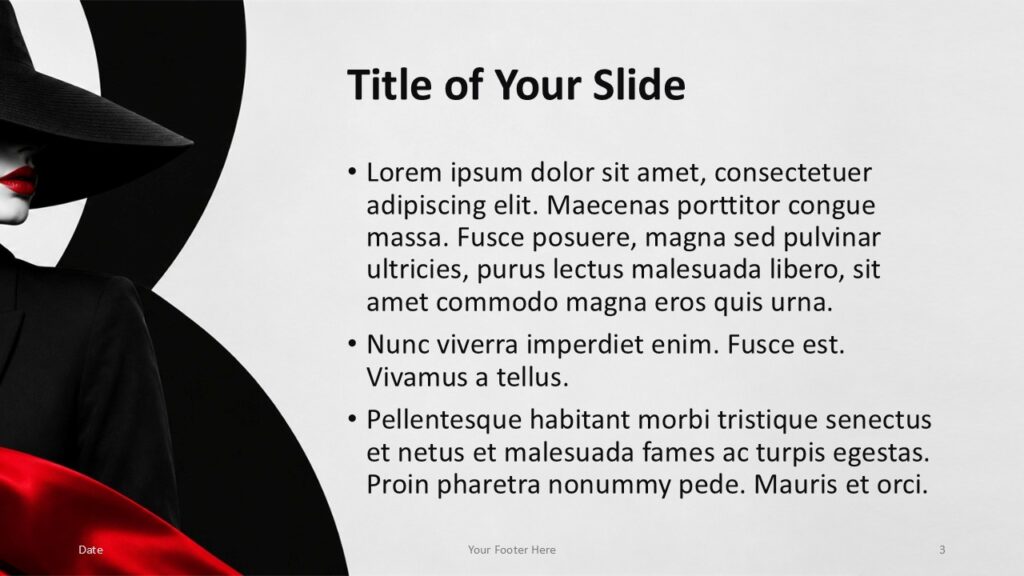 Crimson Couture Content 2 PowerPoint Google Slides Crimson Couture content slide for PowerPoint and Google Slides with reversed layout and refined editorial styling.