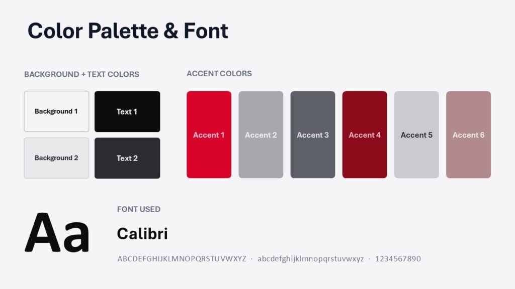 Crimson Couture Palette PowerPoint Google Slides Crimson Couture palette slide for PowerPoint and Google Slides showing custom colors, typography, and template styling.