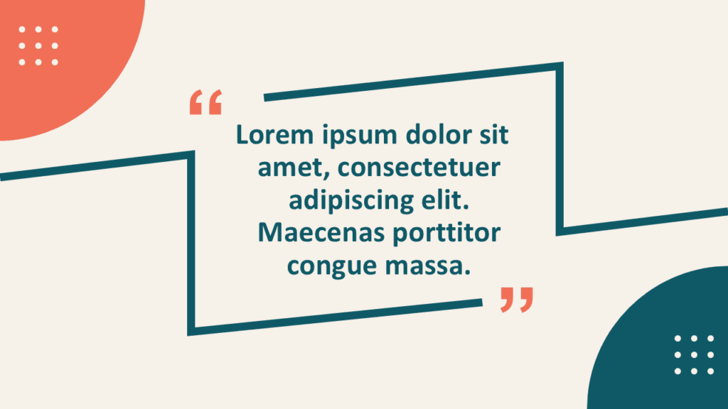 Modern Quote Frame for PowerPoint and Google Slides with editable geometric shapes for testimonials, quotations, and key messages.