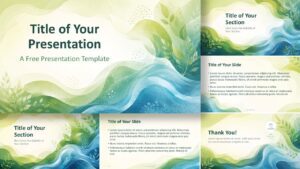 Nature Flow PowerPoint and Google Slides Template with watercolor waves, botanical accents, and editable layouts.