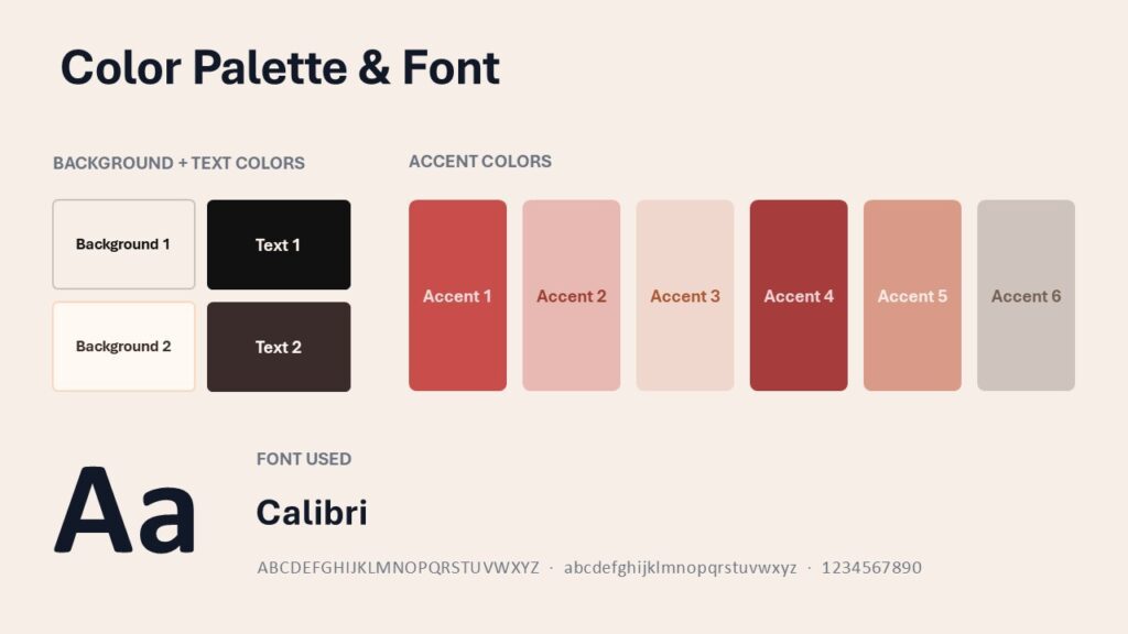 Runway Blush color palette and fonts slide for PowerPoint and Google Slides with crimson, blush, rose, and gray tones.
