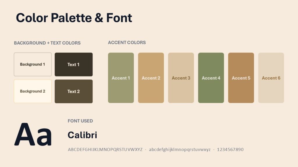 Yoga Serenity PowerPoint Google Slides Color Palette Yoga Serenity PowerPoint color palette for Google Slides showing coordinated template colors and typography reference.