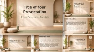 Yoga Serenity PowerPoint template for Google Slides featuring elegant wellness presentation layouts with editable slides.