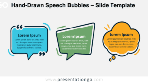 Hand-Drawn Speech Bubbles for PowerPoint and Google Slides with three editable shapes for quotes, dialogue, and ideas.
