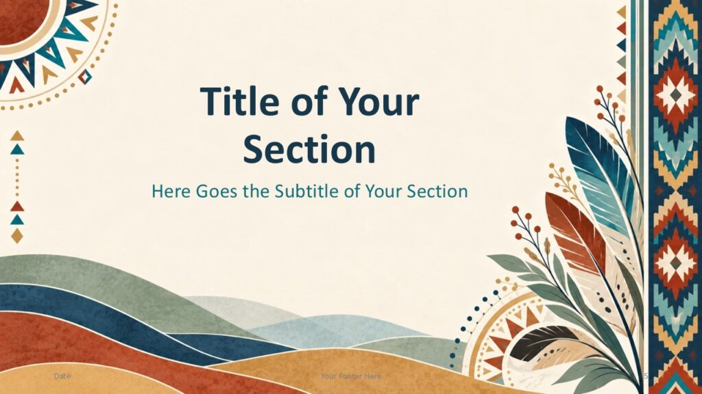 Heritage Section Slide | PowerPoint & Google Slides Native American Heritage divider template for PowerPoint and Google Slides with cultural-inspired patterns and warm colors.